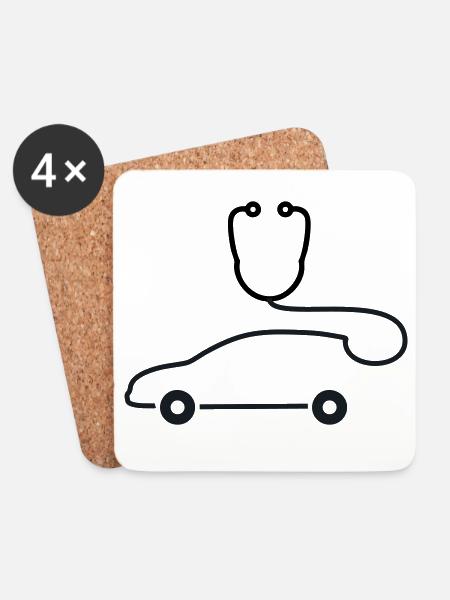 Car Mechanic Car Diagnostic Logo - Coasters (set of 4) - white