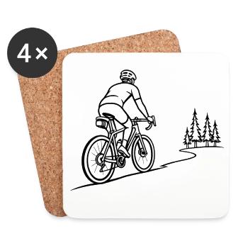 Montée forestière sur piste cyclable - Dessous de verre (lot de 4) - blanc - Devant