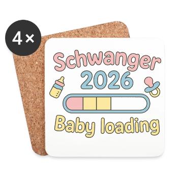 Schwanger 2026 Baby Loading Design - Untersetzer (4er-Set) - Weiß - Vorne