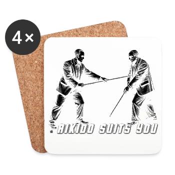 Aikido Suits You Quote Kumi Jo Male Halftone - Coasters (set of 4) - white - Front