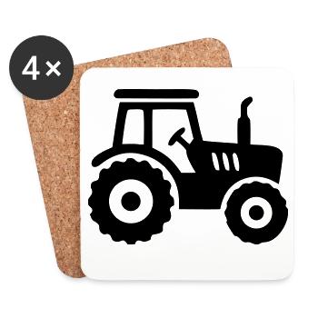 Silhouette tracteur tracteur - Dessous de verre (lot de 4) - blanc - Devant