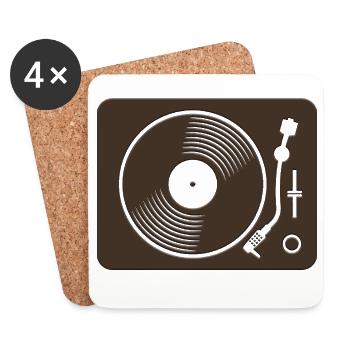 Retro Turntable Vinyl Design - Coasters (set of 4) - white - Front