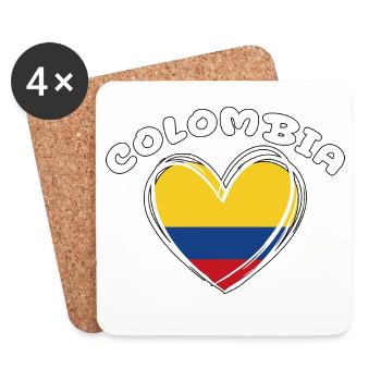 Colombian Flag Colombia Heart Patriotic - Coasters (set of 4) - white - Front