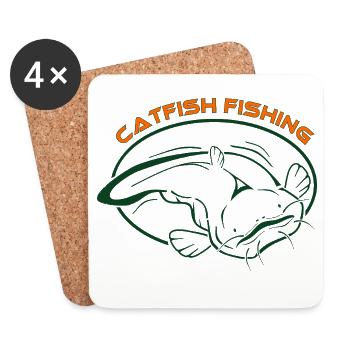 Fische_002_catfish_fishing_001 - Dessous de verre (lot de 4) - blanc - Devant