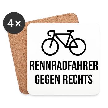 Rennradfahrer Gegen Rechts (Radfahrer Rennrad / B) - Untersetzer (4er-Set) - Weiß - Vorne