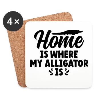 Home Is Where My Alligator Is - Untersetzer (4er-Set) - Weiß - Vorne
