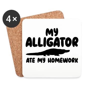 Alligator Silhouette Reptile - Coasters (set of 4) - white - Front