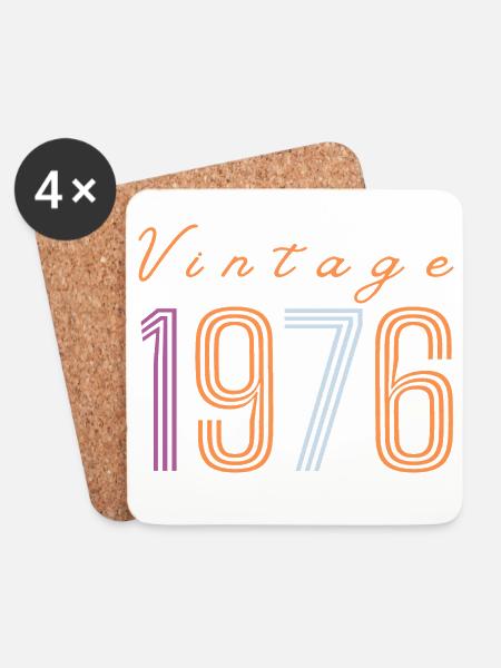 "Vintage 1976" Retro-Geburtstagsdesign - Untersetzer (4er-Set) - Weiß