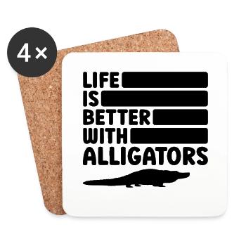 Alligator Silhouette Reptilienfan - Untersetzer (4er-Set) - Weiß - Vorne