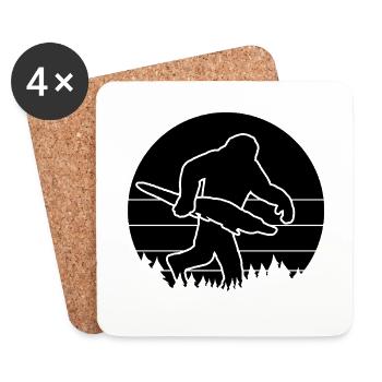 Bigfoot mit Alligator Silhouette - Untersetzer (4er-Set) - Weiß - Vorne
