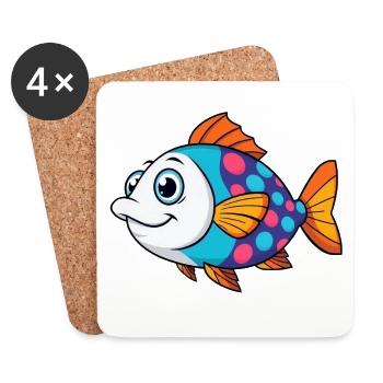 Bunter Tropischer Fisch - Untersetzer (4er-Set) - Weiß - Vorne