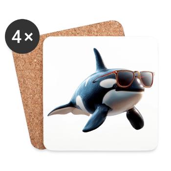 Orca Schwertwal Wal Killerwal Meerestiere Orcas - Untersetzer (4er-Set) - Weiß - Vorne