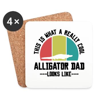 Retro Alligator Papa Silhouette - Untersetzer (4er-Set) - Weiß - Vorne