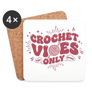 Crochet Vibes Only Funny Crochet Lover Yarn - Coasters (set of 4) - white - Front