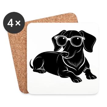 Dachshund Weiner Hunde-Lege-Sonnenbrille - Untersetzer (4er-Set) - Weiß - Vorne