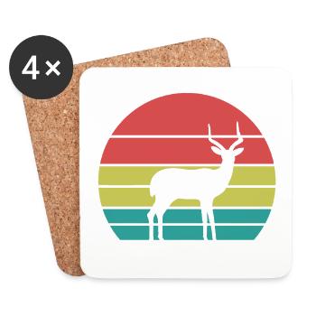 Vintage Antilope Silhouette – Retro Safari - Untersetzer (4er-Set) - Weiß - Vorne