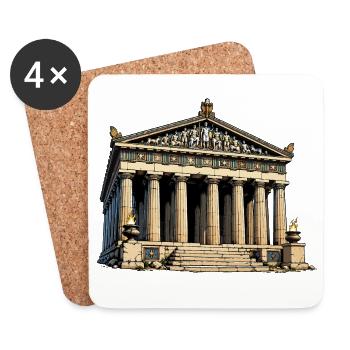 Klassischer Tempel Parthenon Grafik - Untersetzer (4er-Set) - Weiß - Vorne