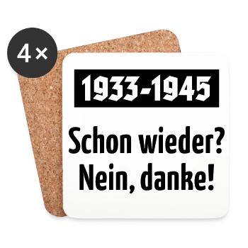 1933-1945 – Schon Wieder? Nein, Danke! (Black) - Untersetzer (4er-Set) - Weiß - Vorne