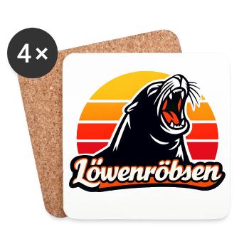 Löwenroarer Sonnenuntergang Logo - Untersetzer (4er-Set) - Weiß - Vorne