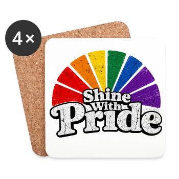 Shine With Pride LGBTQ Statement Retro CSD Fan - Untersetzer (4er-Set) - Weiß - Vorne
