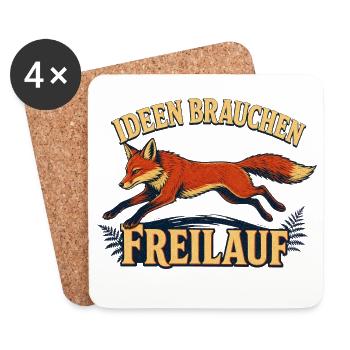 Schlaue Füchsen brauchen Freilauf - Untersetzer (4er-Set) - Weiß - Vorne