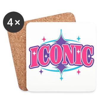 Iconic – Chunky Y2K Retro Serif Statement Vektor - Untersetzer (4er-Set) - Weiß - Vorne