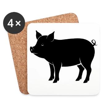 pig - Coasters (set of 4) - white - Front