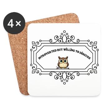Introverted But Willing To Discuss | Funny Introve - Coasters (set of 4) - white - Front