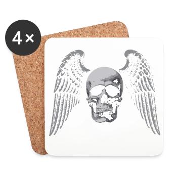 Winged Skull Gothic Emblem - Coasters (set of 4) - white - Front