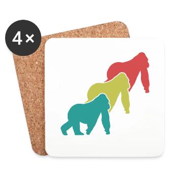 Three Monkeys Silhouettes Retro - Coasters (set of 4) - white - Front