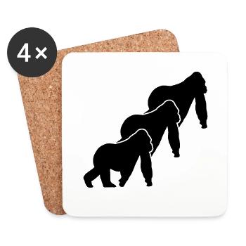 Silhouettes des Trois Singes - Dessous de verre (lot de 4) - blanc - Devant