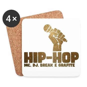 Golden Glitter Hip Hop Mic Fist - Untersetzer (4er-Set) - Weiß - Vorne