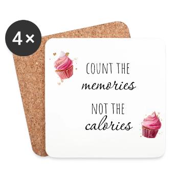 Compte les souvenirs, pas les calories. - Dessous de verre (lot de 4) - blanc - Devant