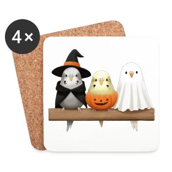 Wellensittiche Halloween - Untersetzer (4er-Set) - Weiß - Vorne