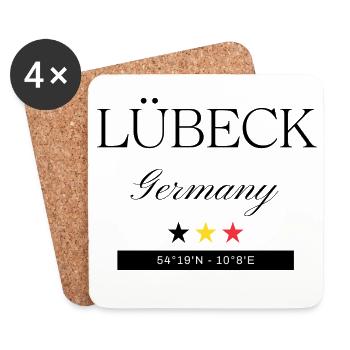 Lübeck Deutschland Souvenir – Reise minimalistisch - Untersetzer (4er-Set) - Weiß - Vorne