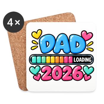 Papa lädt 2026 – Neue Vater-Ankündigung - Untersetzer (4er-Set) - Weiß - Vorne