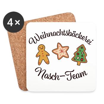Lustige Weihnachtsbäckerei Nasch-Team  - Untersetzer (4er-Set) - Weiß - Vorne