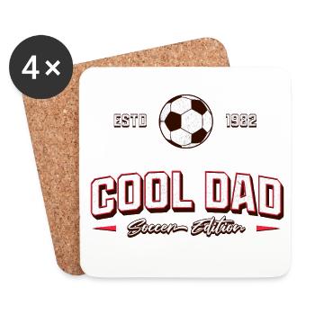 Cool Dad 1982 Fussball Papa Geburtstag Geschenk - Untersetzer (4er-Set) - Weiß - Vorne