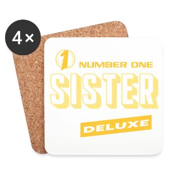 Sister Schwester Number One Deluxe Bester Familie - Untersetzer (4er-Set) - Weiß - Vorne