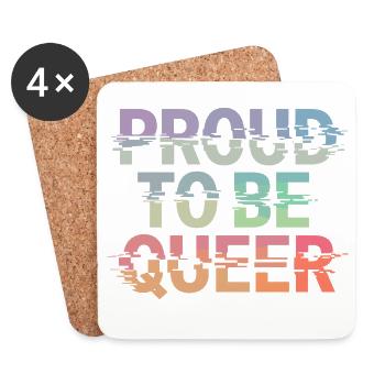 Proud To Be Queer LGBTQ Stolz Und Pride - Untersetzer (4er-Set) - Weiß - Vorne