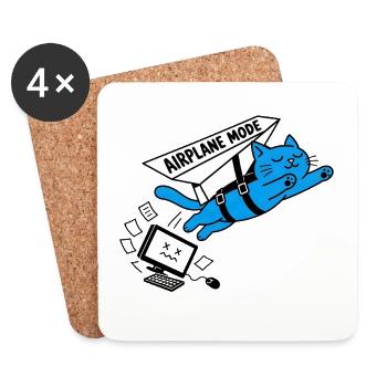 Burnout-Computer-Katzen-Flugzeugmodus - Untersetzer (4er-Set) - Weiß - Vorne