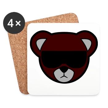 Rotbrauner Bär mit Sonnenbrille - Untersetzer (4er-Set) - Weiß - Vorne
