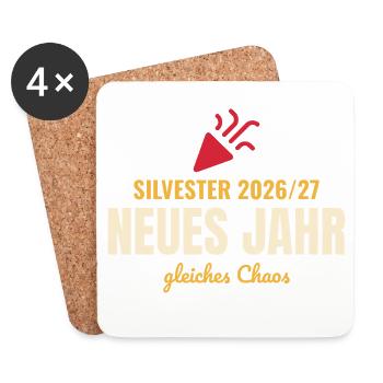 Silvester 2026/27 – Neues Jahr gleiches Chaos - Untersetzer (4er-Set) - Weiß - Vorne