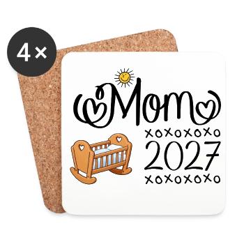 Mom 2027 – Werdende Mama - Untersetzer (4er-Set) - Weiß - Vorne