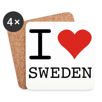 I LOVE SWEDEN Schweden - Coasters (set of 4) - white - Front
