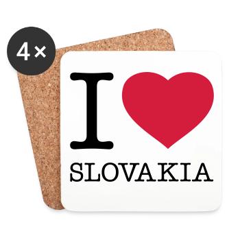 I LOVE SLOVAKIA Slowakei - Untersetzer (4er-Set) - Weiß - Vorne