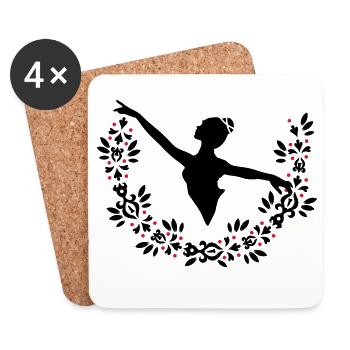 A ballerina and a wreath of leaves - Coasters (set of 4) - white - Front
