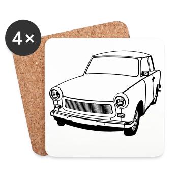  , Ostalgie , DDR Kult , Oldtimer (25) - Untersetzer (4er-Set) - Weiß - Vorne