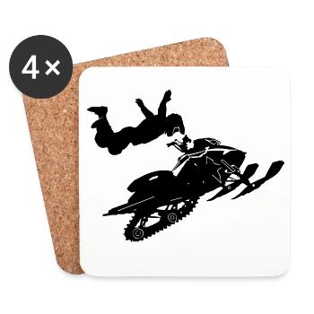 Snowmobil, Snowboarder, Snowboarden - Untersetzer (4er-Set) - Weiß - Vorne