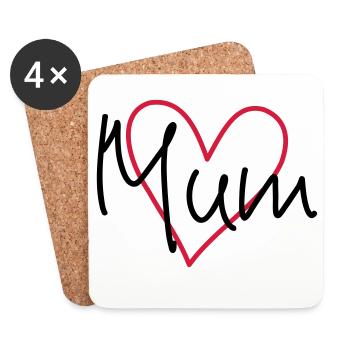 Mum heart love gift Mother's Day birthday - Coasters (set of 4) - white - Front